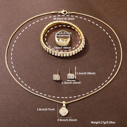 New fashion ladies watch set - advanced personalized diamond-set small square watch + rhinestone jewelry