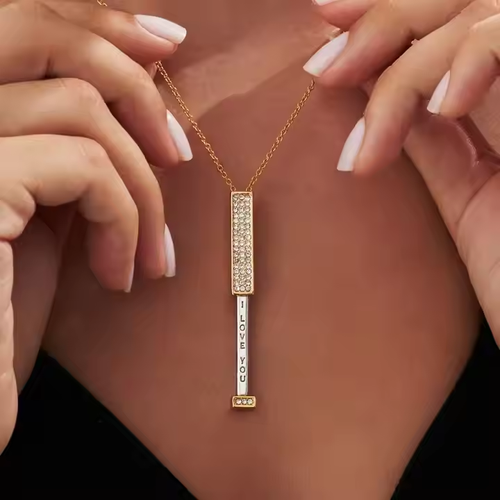 Diamond-studded retractable three-dimensional stick necklace for women, light luxury niche high-end accessories