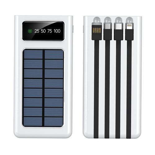 🔥High Quality Power Pack 20000 mAh Solar Power Pack Light Emitting Diode Filler Light 2A Ultra Fast Charging with 4 Cables Portable Power Pack