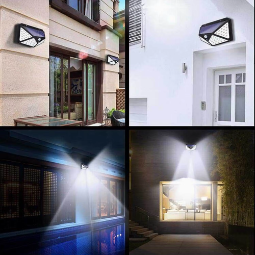 High quality outdoor solar garden light 100 light emitting diode waterproof motion sensor solar wall light