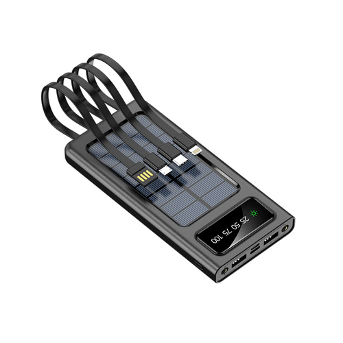 🔥High Quality Power Pack 20000 mAh Solar Power Pack Light Emitting Diode Filler Light 2A Ultra Fast Charging with 4 Cables Portable Power Pack
