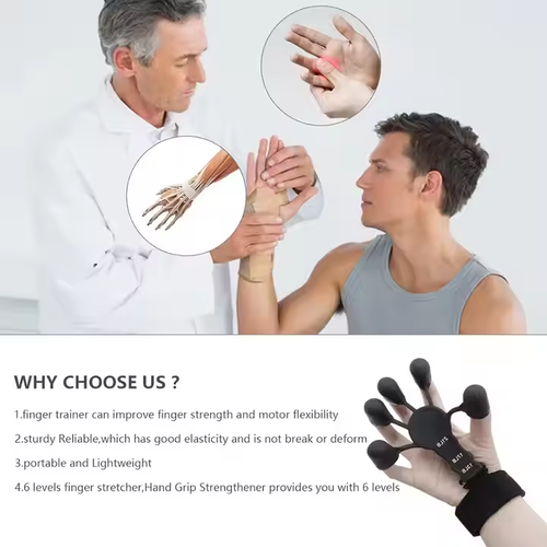 Silicone finger trainer wrist puller exercise strength finger flexion and extension gripper