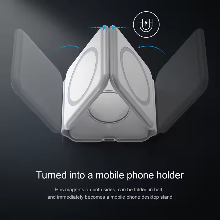 3in1magnetic wireless charger stand foldable 15w fast charging station portable wireless charger for airpods