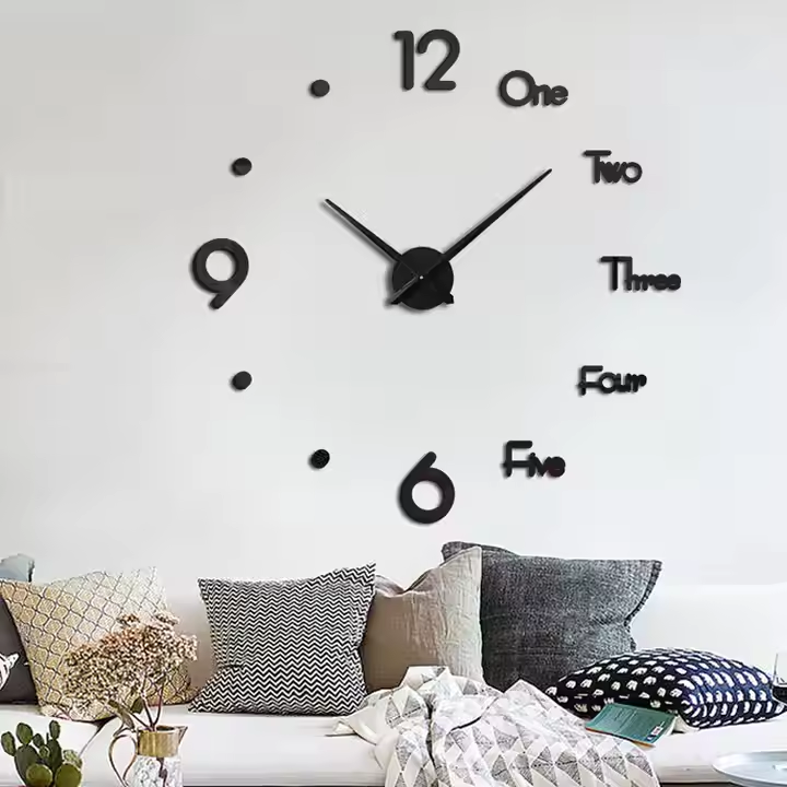 Popular Model Large Wall Clock Mirror Digital 3d Watch Wall Living Room Diy Clock