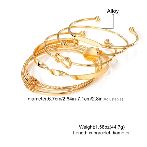 Punk Bracelet Set Women Gold Beads Cuban Chain Irregular Bracelet Layered Jewelry Bracelet Set