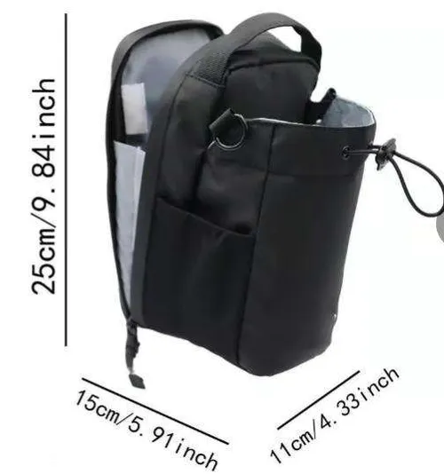 A water bottle bag made of high-strength nylon material, featuring a magnetic suction design and can be carried crossbody.