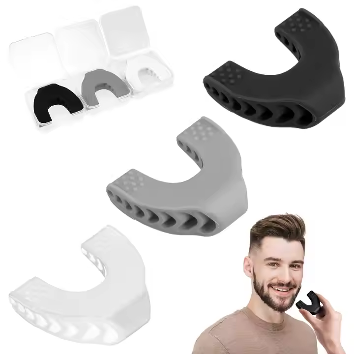 Chin Exerciser Neck Toning Facial Muscle Trainer V-Shaped Face Fitness Double Chin Reducer Two Resistance Levels Mouth Guard