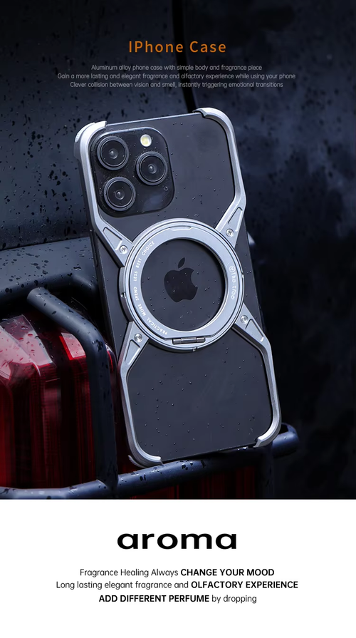 Rotating magnetic bracket suitable for Apple 16promax mobile phone case heat dissipation hollow aluminum alloy iphone15 borderless