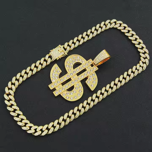 Fashion Cuban Necklace Jewelry Men Hipster Hip Hop Accessories Classic Dollar Pendant