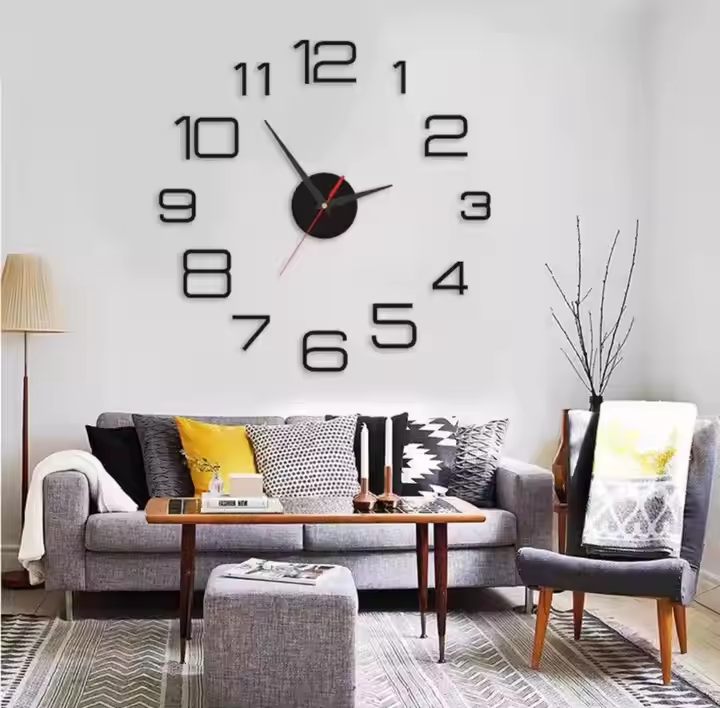 Creative personalized digital clock diy acrylic mute wall clock study living room wall sticker clock