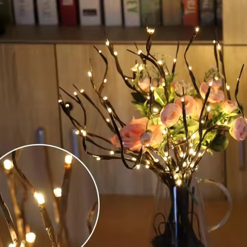 30'' DIY Willow Twig Artificial Tree With 60 Led Lights Warm White Usb Led Branch Light for Vase Room Christmas Decoration