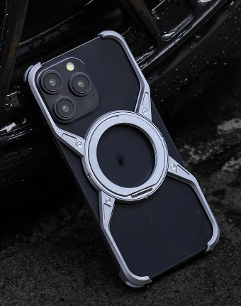 Rotating magnetic bracket suitable for Apple 16promax mobile phone case heat dissipation hollow aluminum alloy iphone15 borderless