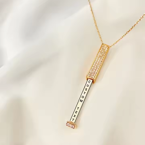 Diamond-studded retractable three-dimensional stick necklace for women, light luxury niche high-end accessories