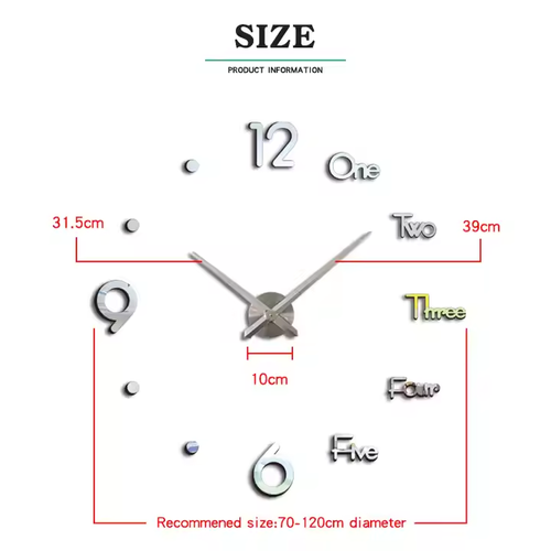 Popular Model Large Wall Clock Mirror Digital 3d Watch Wall Living Room Diy Clock