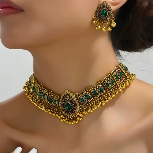 buy one get one free-Bollywood Style - Vintage Gemstone Jewelry Set