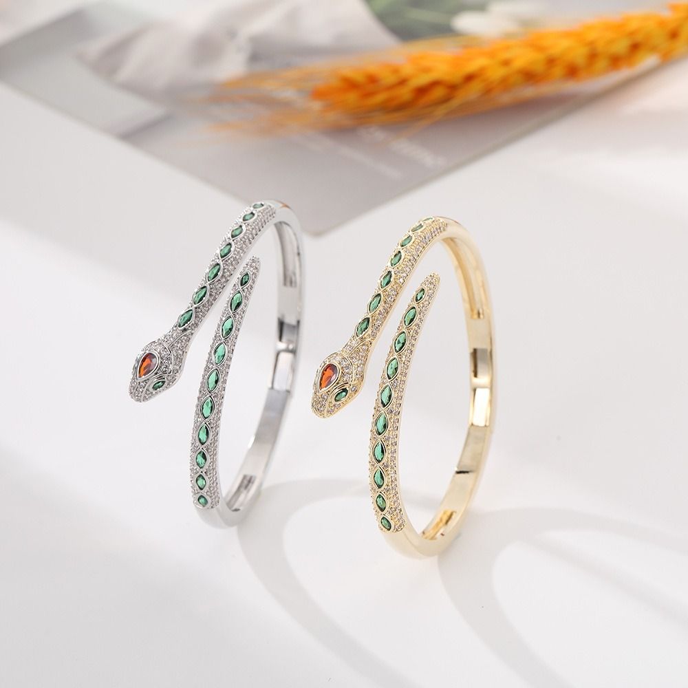 Personalized Serpentine Opening Bracelet Zircon Colored Spirit Snake Retro Set Diamond Bracelet Slim Small Snake Hip Hop Bracelet