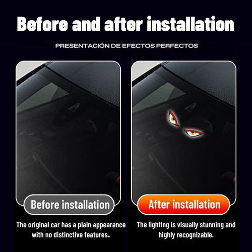 🔥Hot Seller🔥 COD！Solar Powered Type C Charging, Wireless, Universal Car LED Warning Light with Decorative Dynamic Eye Shaped Ambient Lighting