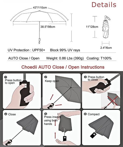 🔥HOT SALE🔥 COD！  All-Weather Umbrella: UPF 50+ Portable Travel Sunshade, Automatic Open&Close, Windproof and Waterproof, Foldable Sun and Rain Umbrella