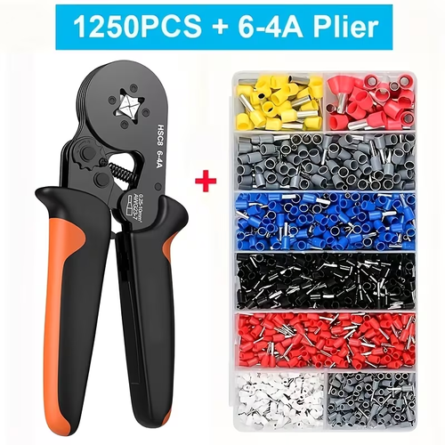 UMLIFE Ferrule Crimping Tool Kit with 1250 Wire Connectors, Insulated VE Tubular Crimp Terminals