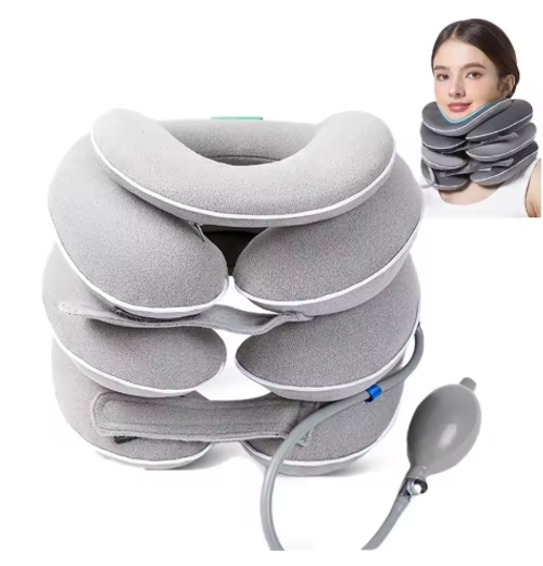 New Cervical Neck Traction Device with Pad Inflatable Neck Stretcher Collar for Neck Shoulder Alignment Pain Relief