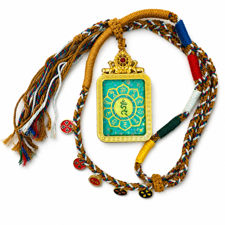 Handwoven Six-Syllable Mantra Thangka Pendant Necklace
