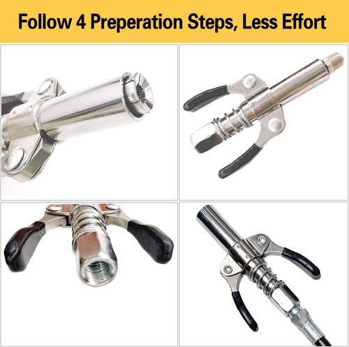 Strong Lock on Grease Couplers with Spring Flex Hose（Second one half price）