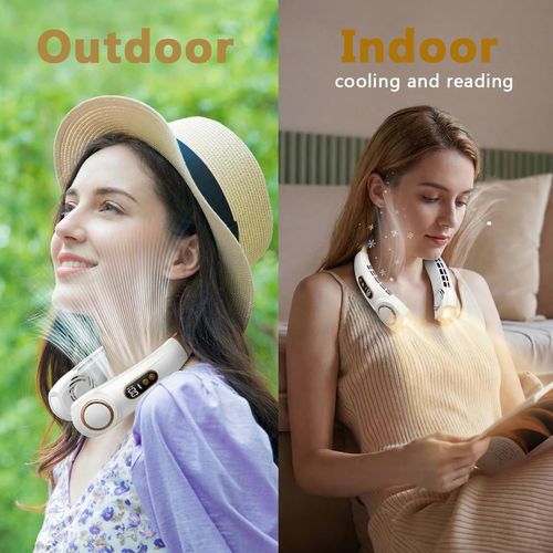 Silent neck fan 💨 5-speed adjustable 🌀 Neckband fan suitable for running, walking, shopping.❄️