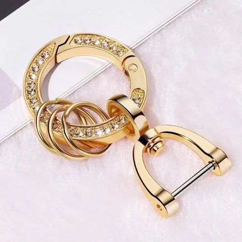 2PCS Rhinestone Keychain Set Gold and Silver Luxury Bag Charm Car Key Holder for Women