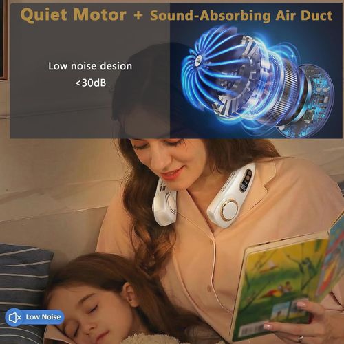 Silent neck fan 💨 5-speed adjustable 🌀 Neckband fan suitable for running, walking, shopping.❄️