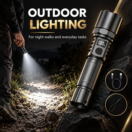 Digital Display Rechargeable Zoom Torch