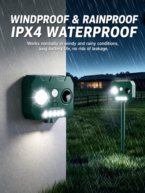 Solar Ultrasonic Animal Repeller🐕 Outdoor Garden Pest Deterrent,No charging required, waterproof
