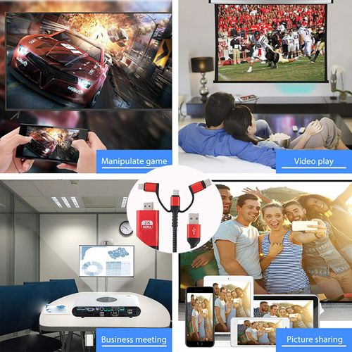 Phone to TV HDMI Cable 1080P 60Hz Universal Screen Mirroring Adapter for iPhone Android Plug and Play HDTV Display Cable