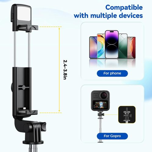 📸 1.7M Selfie Stick Tripod with Bluetooth Remote & LED Fill Light,Taking photos with one hand is effortless