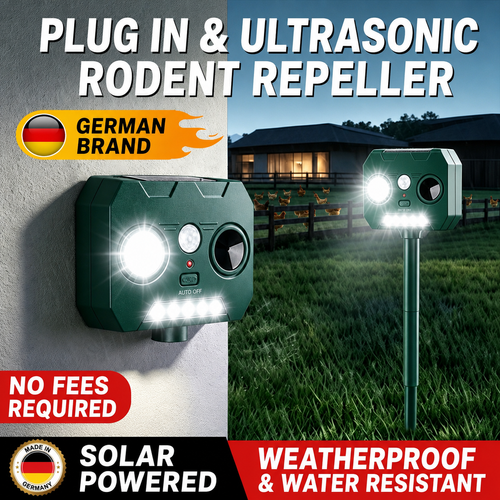 Solar Ultrasonic Animal Repeller🐕 Outdoor Garden Pest Deterrent,No charging required, waterproof