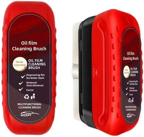 🔥Car Glass Oil Film Cleaner Brush, Windshield Oil Film Remover, Multifunctional Car Glass Cleaning Tool for Windshield, Rearview Mirror and Windows (120ml)