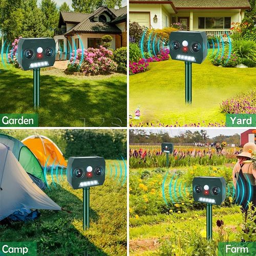 Solar Ultrasonic Animal Repeller🐕 Outdoor Garden Pest Deterrent,No charging required, waterproof