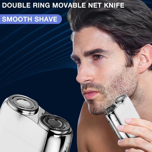 Mini Electric Shaver Portable Dual Head Rechargeable Beard Razor Waterproof USB Men Grooming Travel Trimmer Fast Clean Shaving Tool
