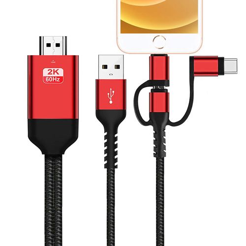 Phone to TV HDMI Cable 1080P 60Hz Universal Screen Mirroring Adapter for iPhone Android Plug and Play HDTV Display Cable