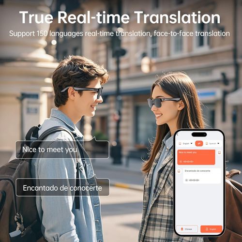 AI Smart Translation Glasses Real-Time Voice Translator Bluetooth Call Smart Sunglasses AI Assistant HD Audio Travel Business Glasses