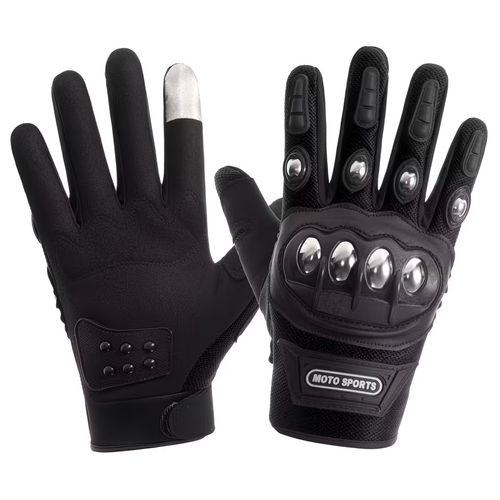 Black Motorcycle Tactical Riding Gloves 🏍️ One Size Anti-Slip Protective Gloves,Stainless steel outdoor gloves