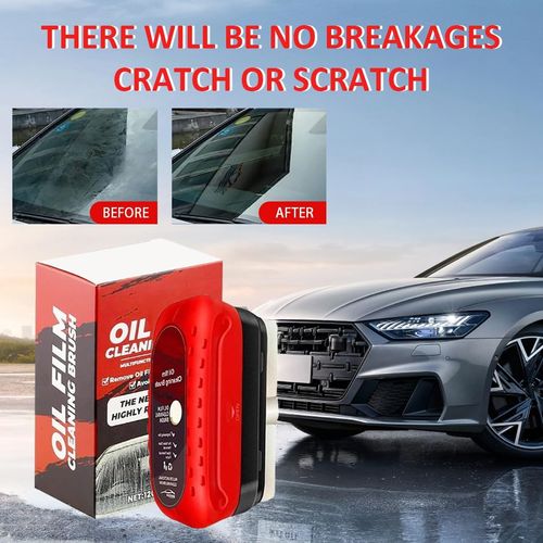🔥Car Glass Oil Film Cleaner Brush, Windshield Oil Film Remover, Multifunctional Car Glass Cleaning Tool for Windshield, Rearview Mirror and Windows (120ml)