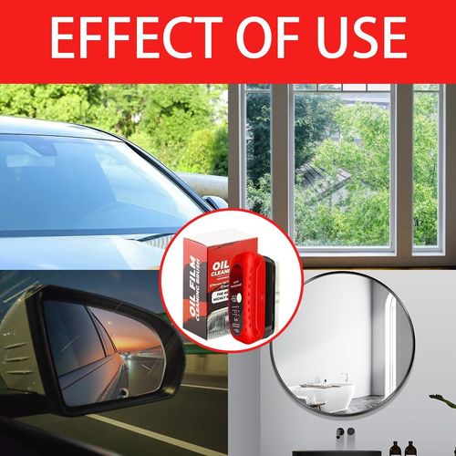 🔥Car Glass Oil Film Cleaner Brush, Windshield Oil Film Remover, Multifunctional Car Glass Cleaning Tool for Windshield, Rearview Mirror and Windows (120ml)