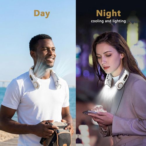Silent neck fan 💨 5-speed adjustable 🌀 Neckband fan suitable for running, walking, shopping.❄️