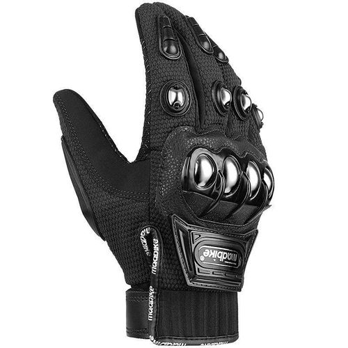 Black Motorcycle Tactical Riding Gloves 🏍️ One Size Anti-Slip Protective Gloves,Stainless steel outdoor gloves