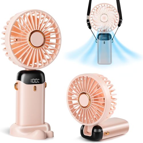 Portable Neck Fan Rechargeable Mini Cooling Fan 5 Speed LED Display Handheld Desktop Wearable 3 in 1 Summer Cooling Fan