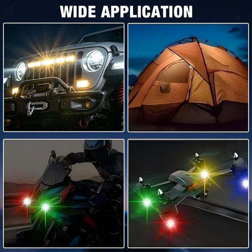 RGB Strobe Warning Lights (2-pack with remote control)🚨Suitable for cars, motorcycles, and bicycles.