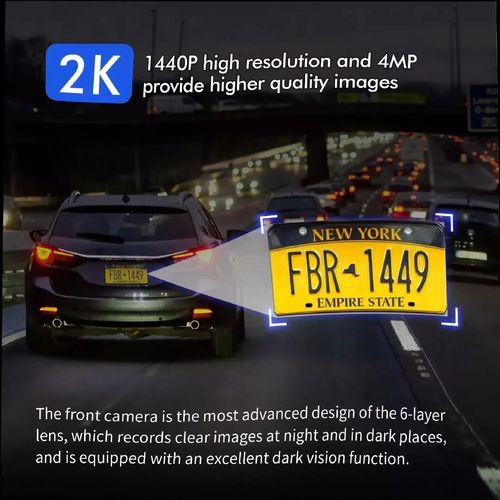 KAWA 1440P Wireless Car Camera with Hands-Free Voice Control.24-hour parking monitoring