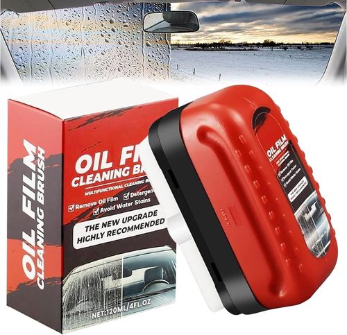 🔥Car Glass Oil Film Cleaner Brush, Windshield Oil Film Remover, Multifunctional Car Glass Cleaning Tool for Windshield, Rearview Mirror and Windows (120ml)