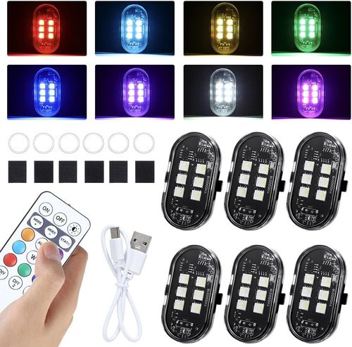 RGB Strobe Warning Lights (2-pack with remote control)🚨Suitable for cars, motorcycles, and bicycles.