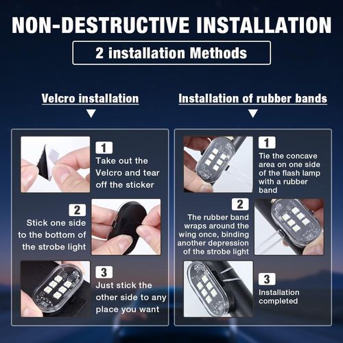 RGB Strobe Warning Lights (2-pack with remote control)🚨Suitable for cars, motorcycles, and bicycles.